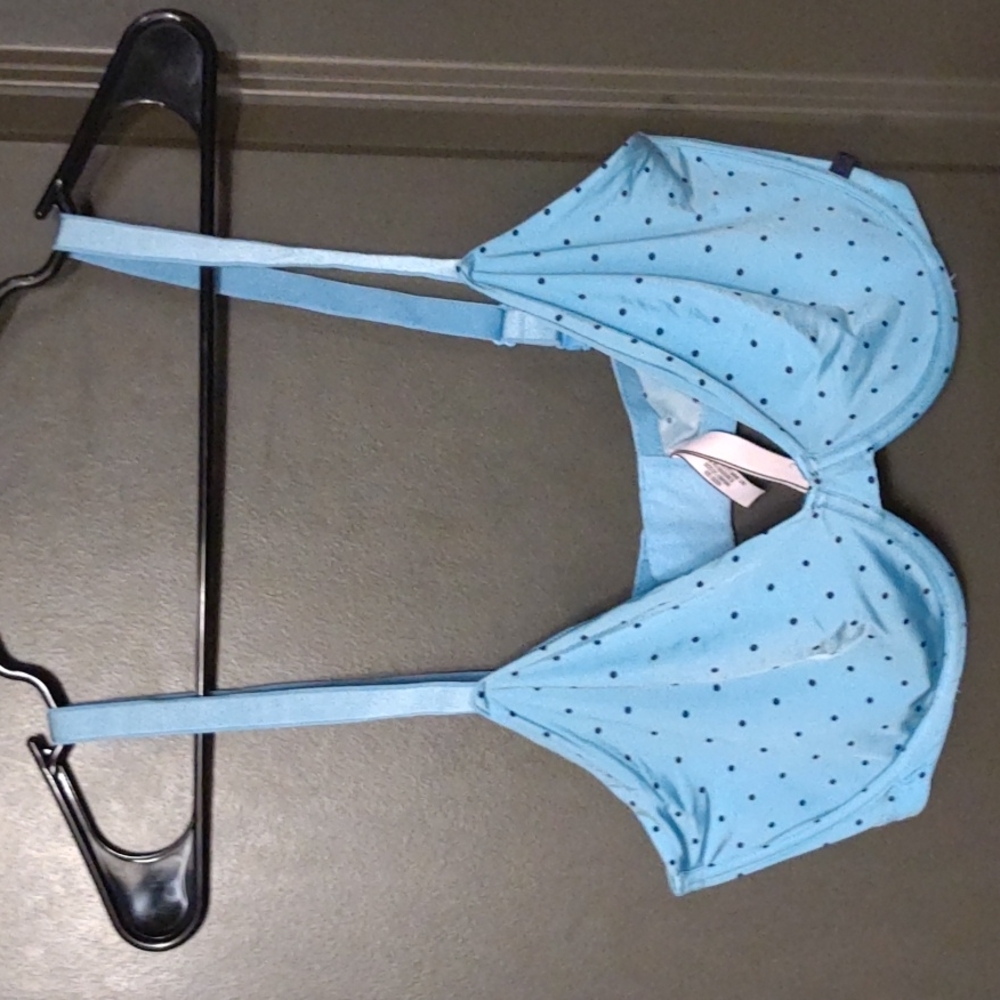 🌺VS Blue Polkadot Unlined Demi Bra 38DDD/F